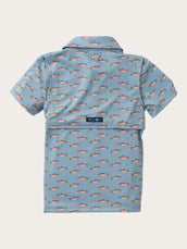 Boy's Short Sleeve Pro Performance Polo Rainbow Trout Print