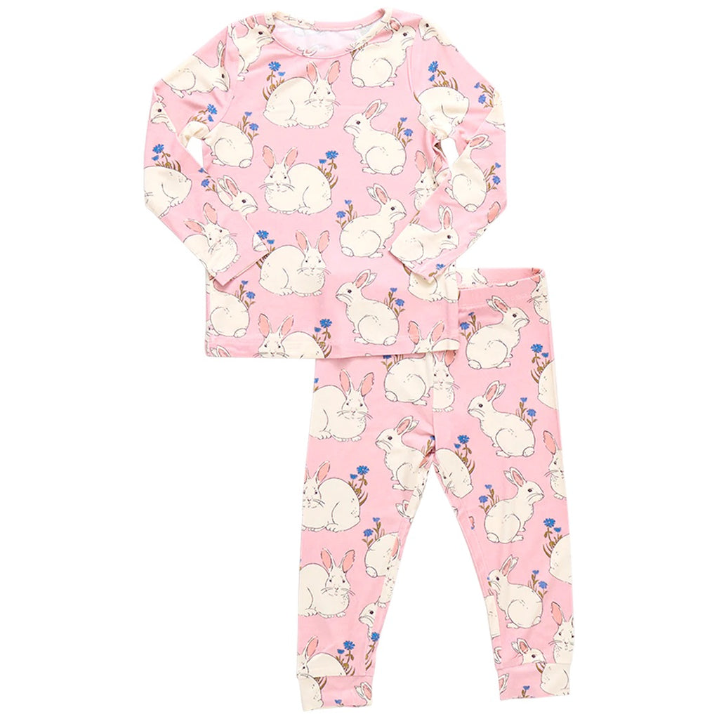 Kids Bamboo PJ Set - Pink Bunnies