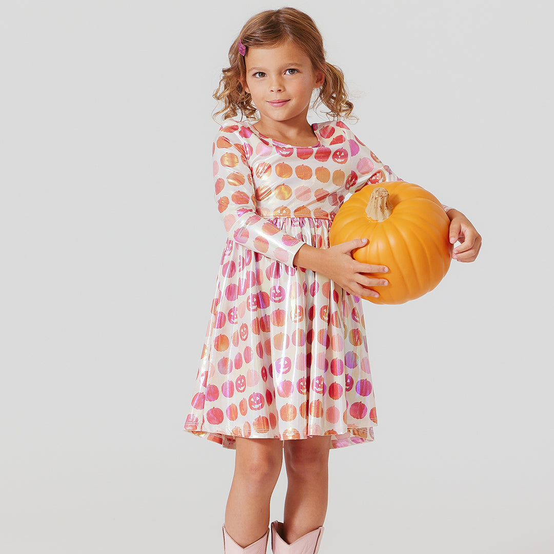 Girls Lame Steph Dress Pumpkins