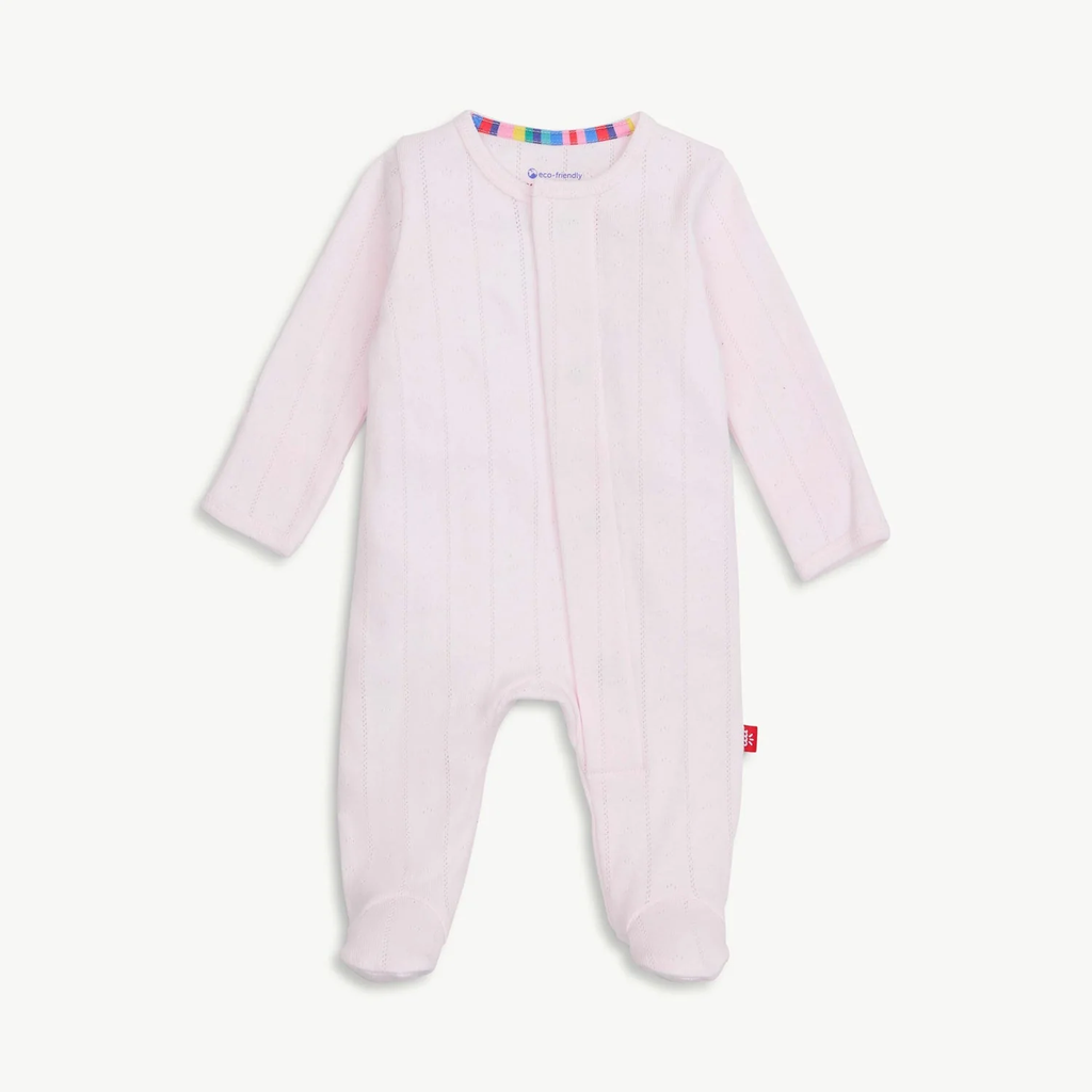 Love Lines Pink Organic Pointelle Footie