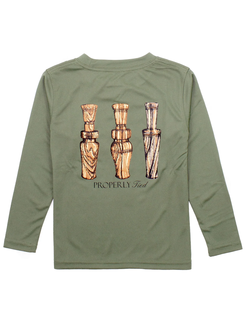 Boys Performance Tee LS Duck Calls Olive