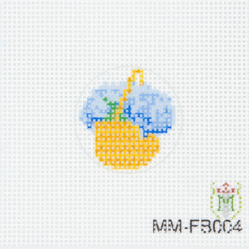 Nantucket Basket with Hydrangeas 1" Round