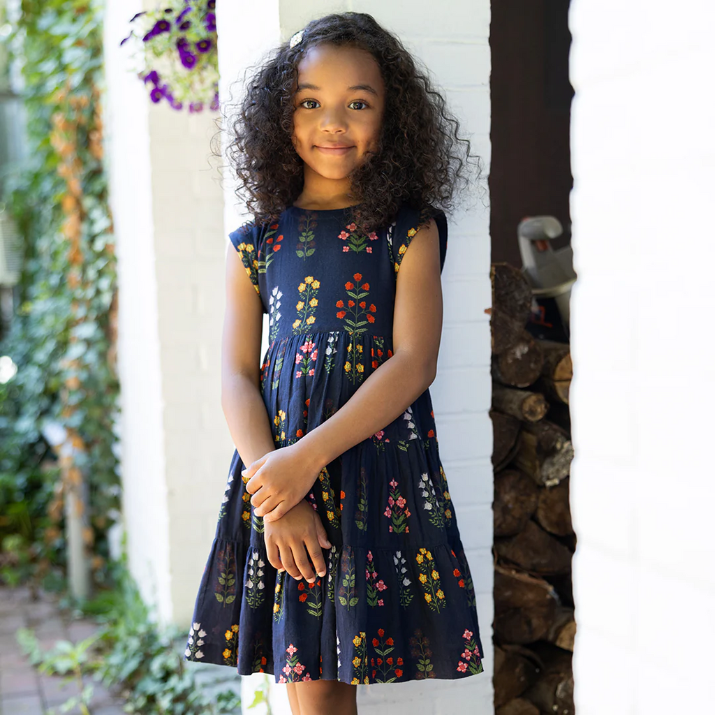 Peachy Dress Navy Field Floral