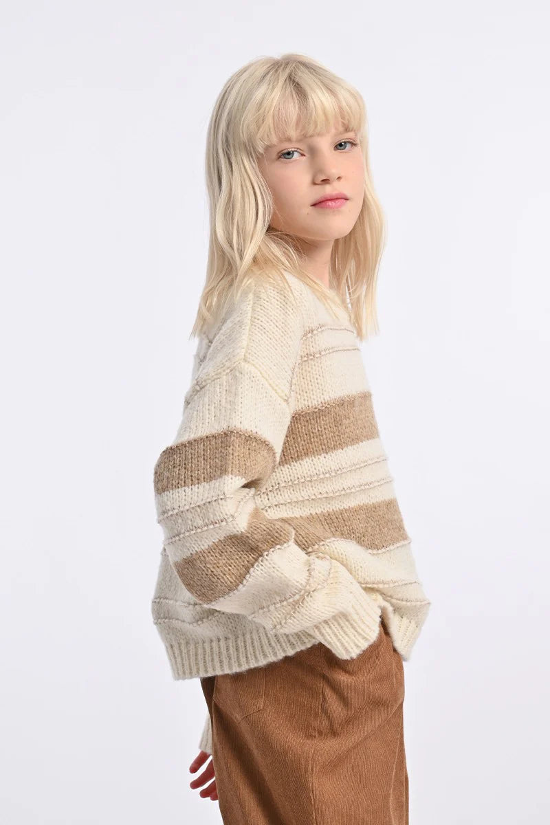 Girls Knitted Sweater Off White and Beige