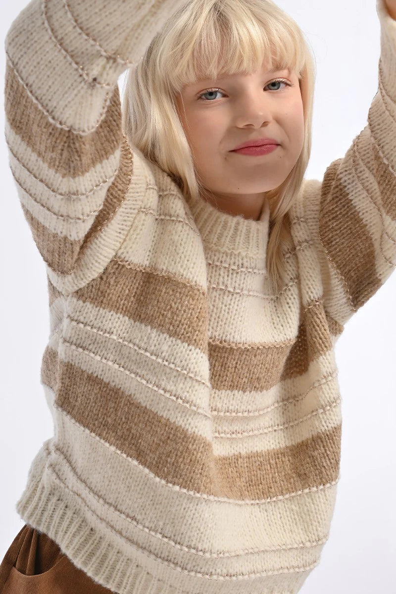 Girls Knitted Sweater Off White and Beige