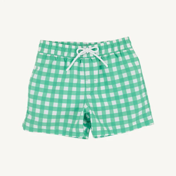Tortola Trunks Gibson Island Green Gingham w/Worth Ave. White Stork