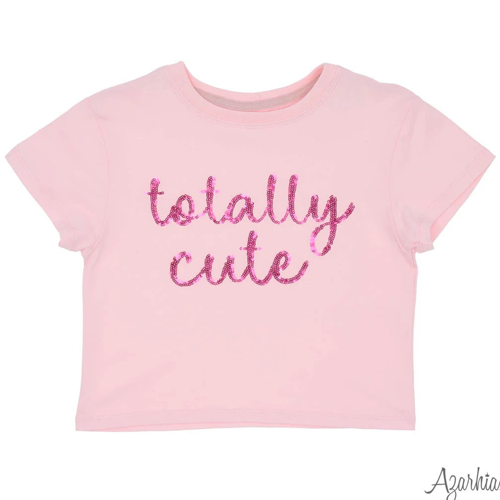 Totally Cute Hot Pink Tinsel on Light Pink Boxy T'