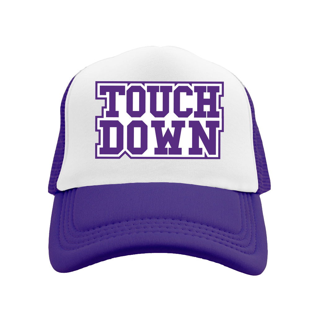 Purple Touchdown Rhinestone Patch on Purple Trucker Youth PRE-ORDER
