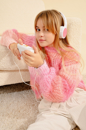 Twisted, Striped Tie Dye Sweater in Pink