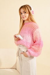 Twisted, Striped Tie Dye Sweater in Pink