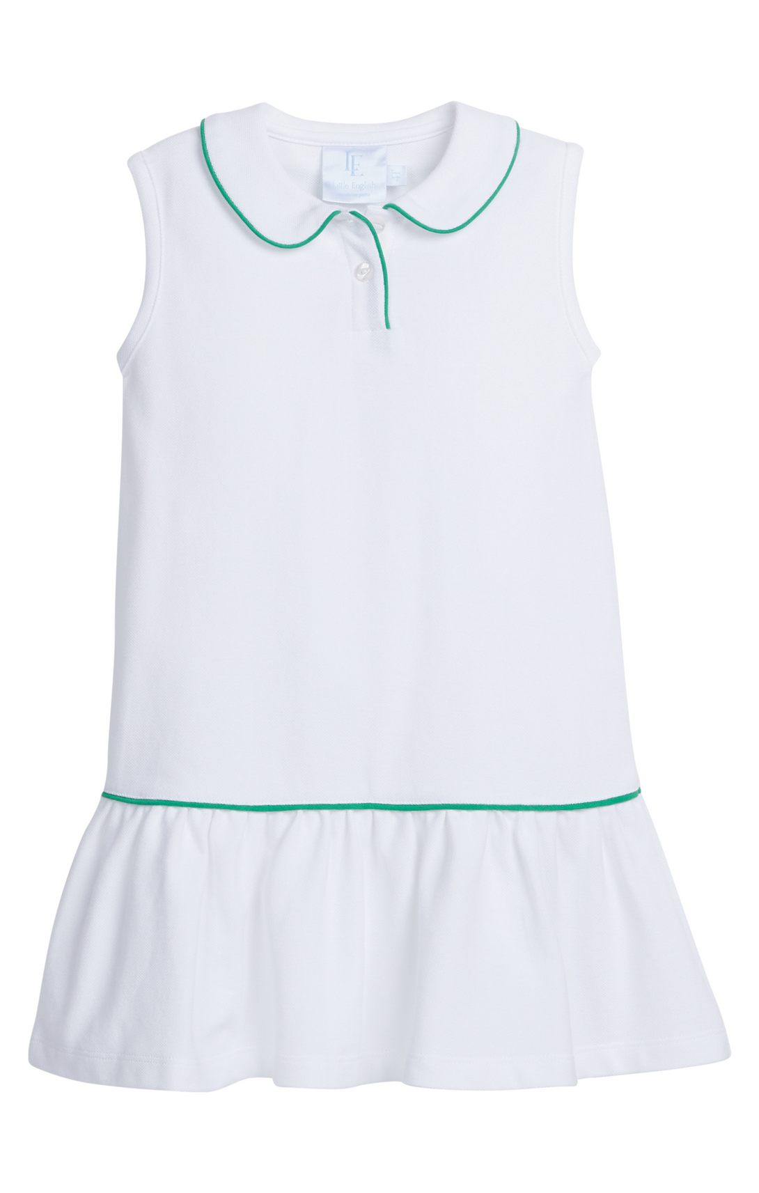 Sleeveless Polo Dress White with Green