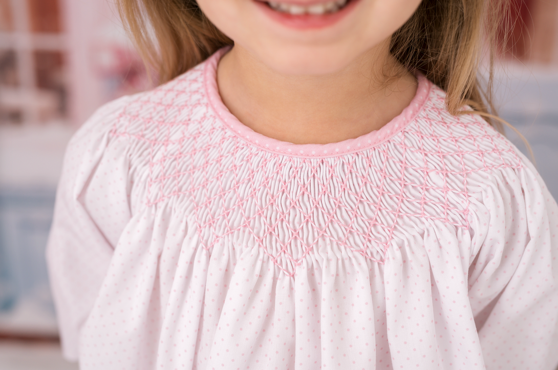 Betsy Gathered Pant Set in Precious Pink Bitty Dot