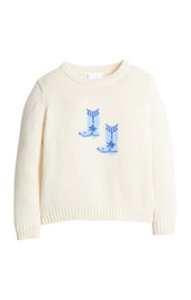 Intarsia Sweater - Blue Cowboy Boots