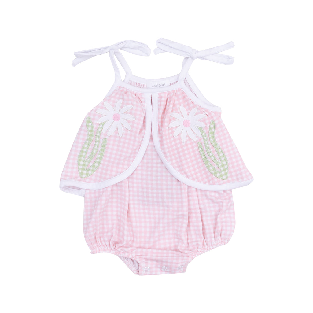 Mini Gingham Swing Front Sunsuit W/ Applique