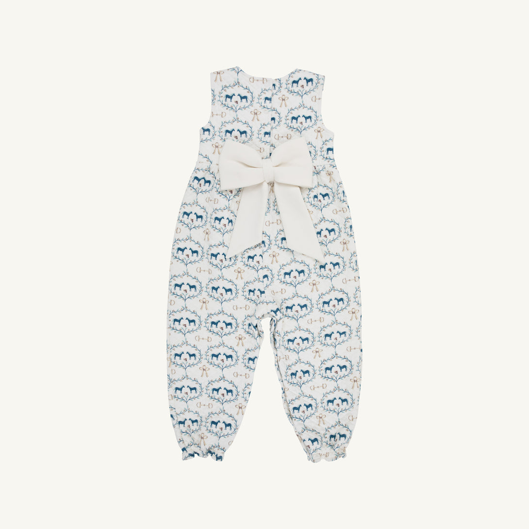 Sleeveless Rebecca Romper Quilted Horse Bits and Bows Palmetto Pearl