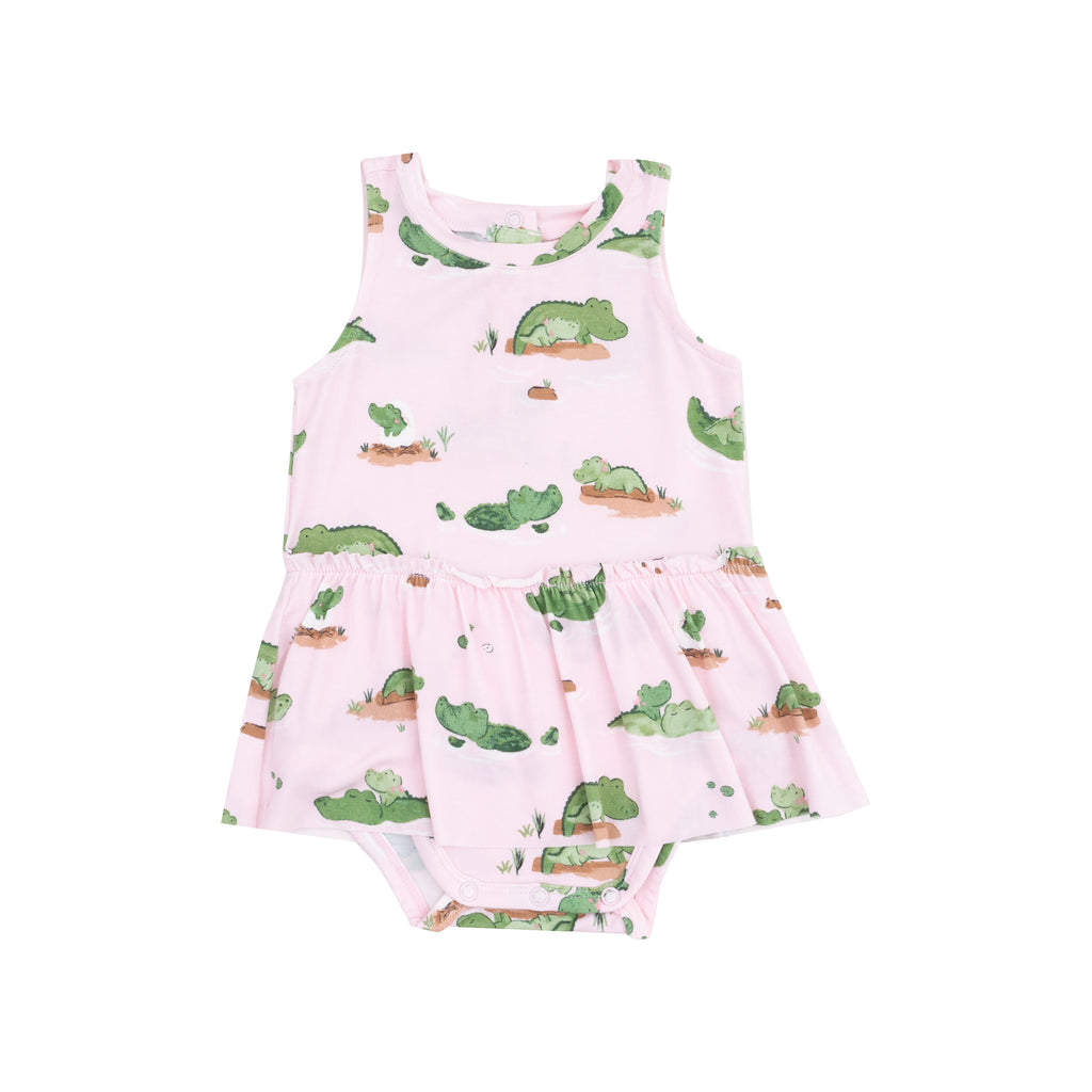 Alligator Pink Skirted Bodysuit