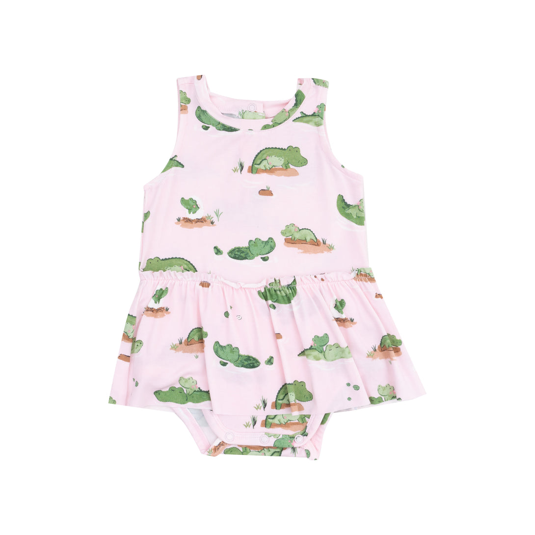 Alligator Pink Skirted Bodysuit