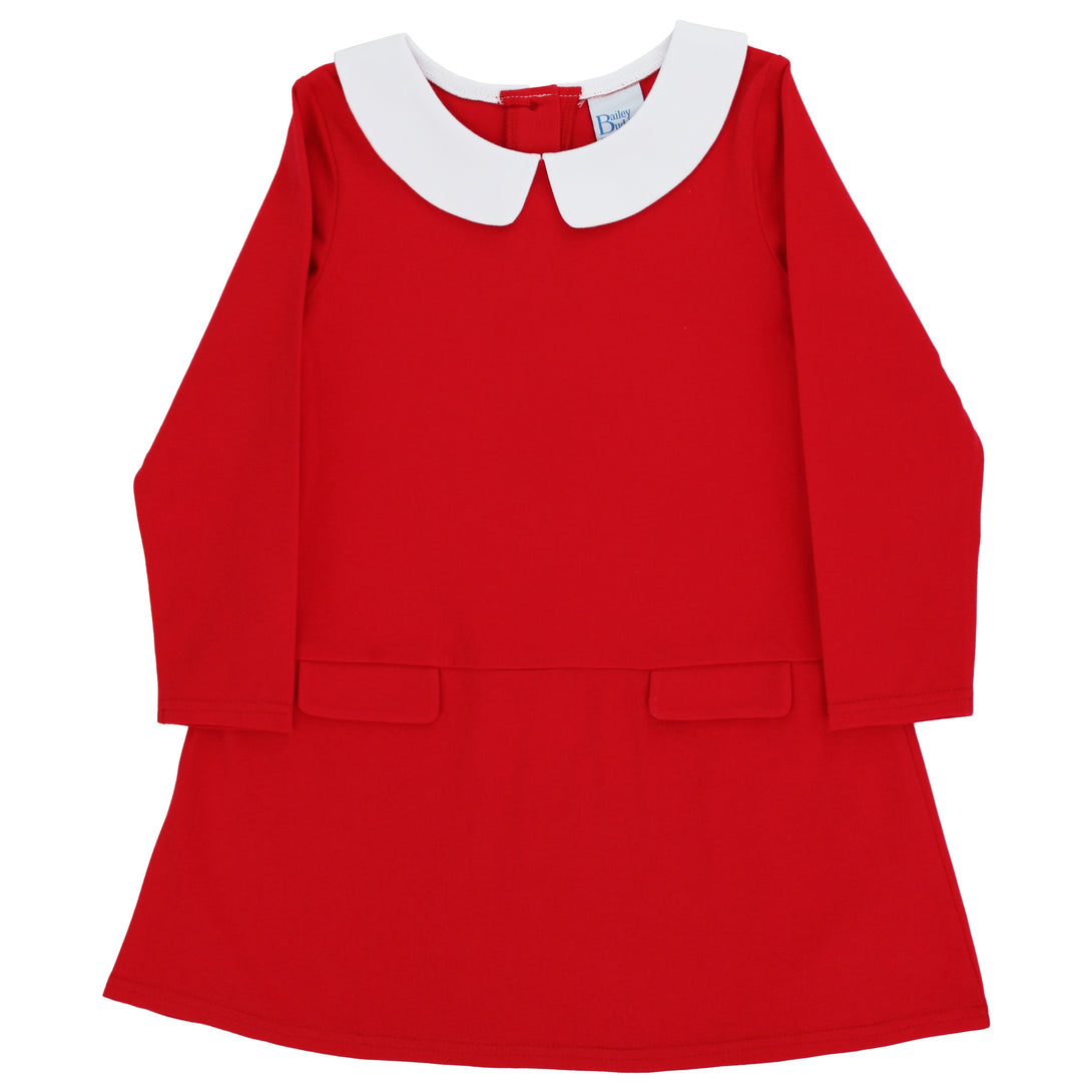 Red Knit Long Sleeve Pocket Dress PRE-ORDER