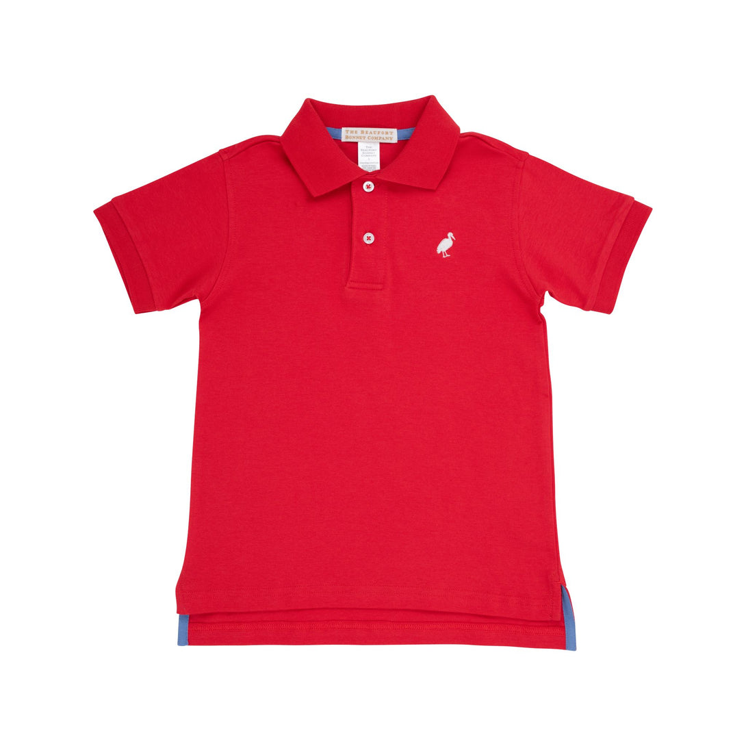 Prim and Proper Polo Short Sleeve Pima in Richmond Red with Worth Avenue White