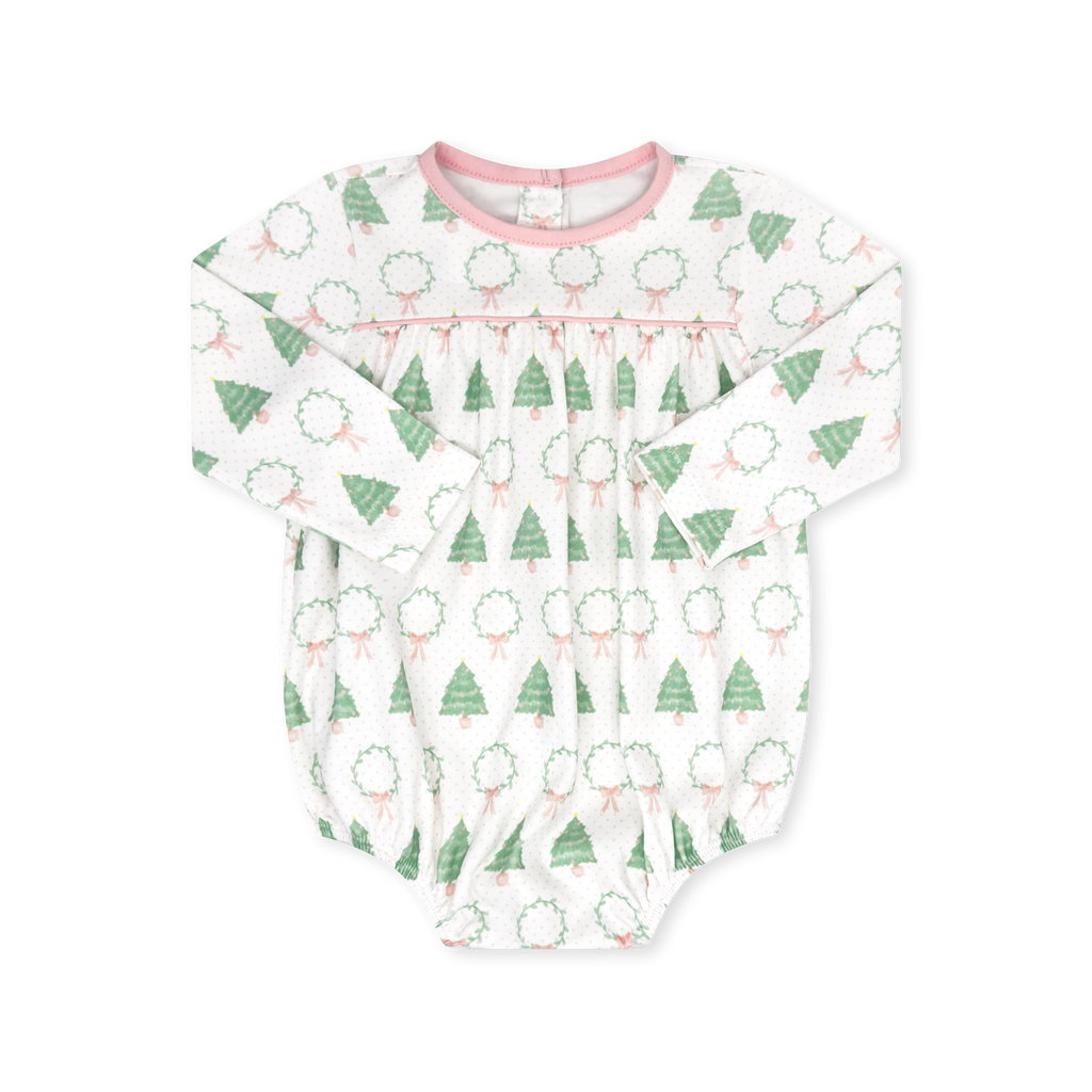 Mother May I Bubble Long Sleeve in Oh Christmas Tree, Pensacola Pink