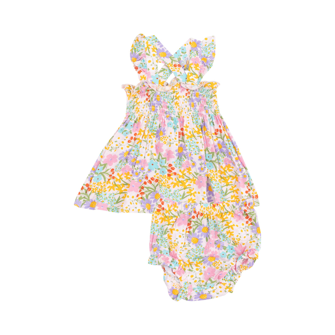 Amelia Floral Ruffle Smocked Bloomer Set