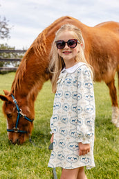 Long Sleeve Banks Bow Dress Pima Horse Bits and Bows