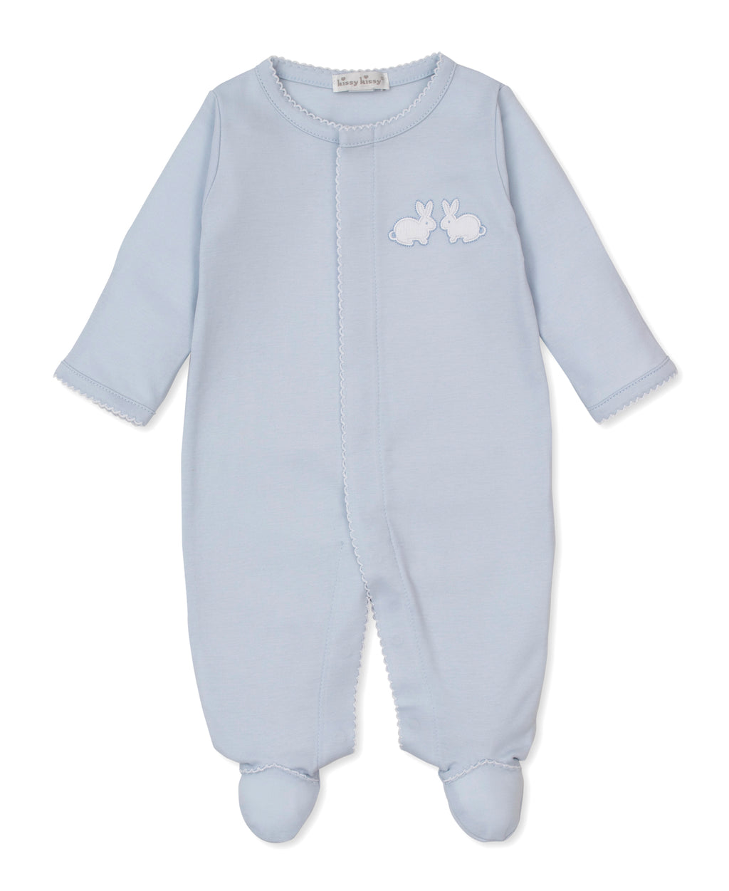 Pique Twin Bunnies Footie Blue