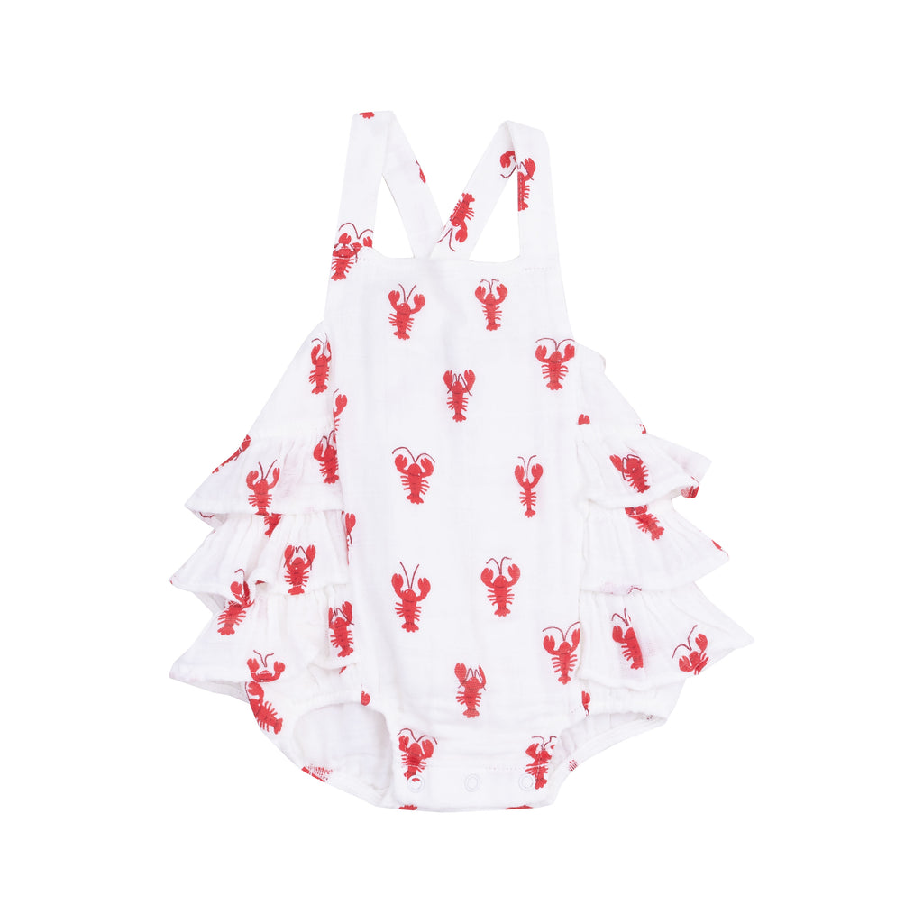 Lobster Muslin Ruffle Sunsuit