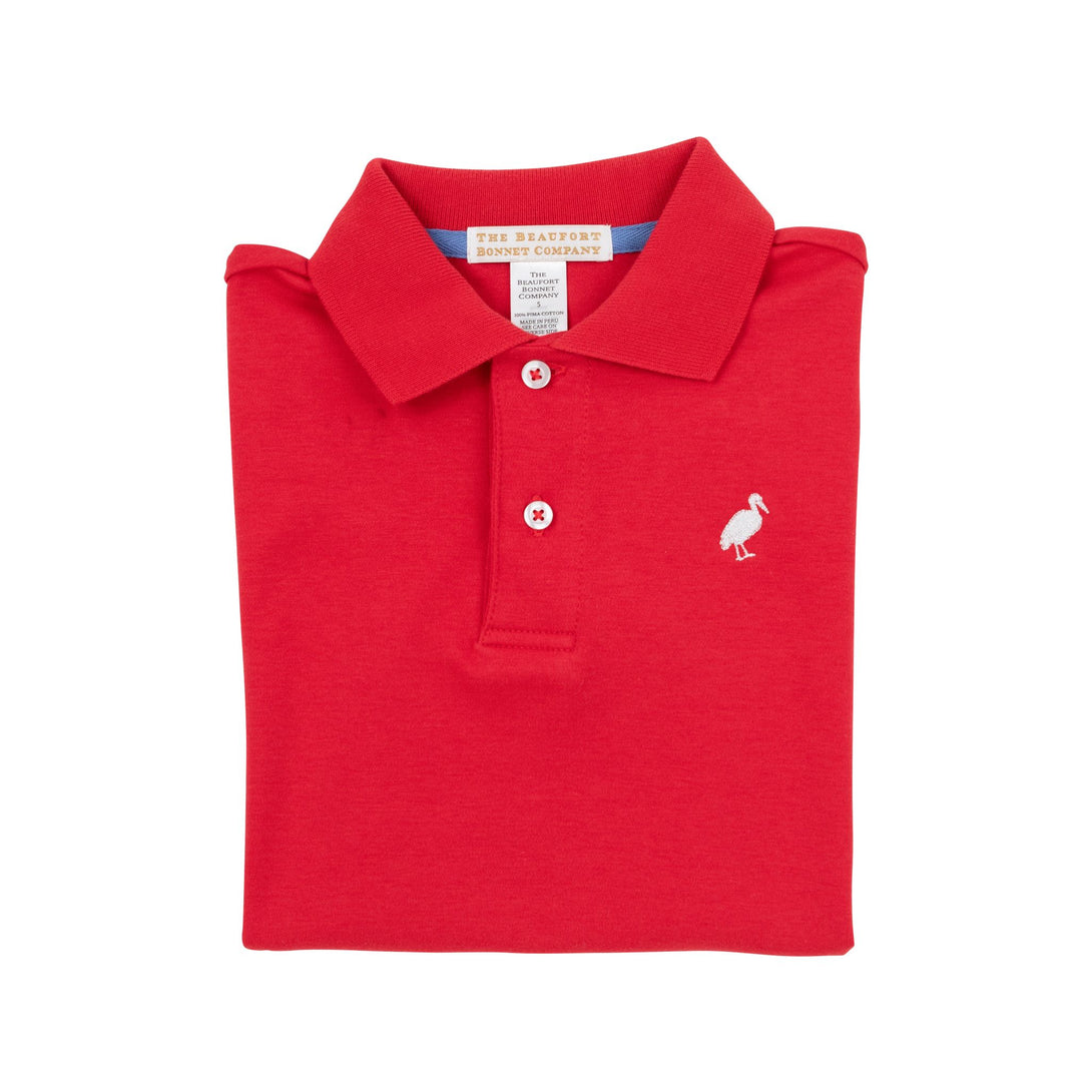 Prim and Proper Polo Short Sleeve Pima in Richmond Red with Worth Avenue White