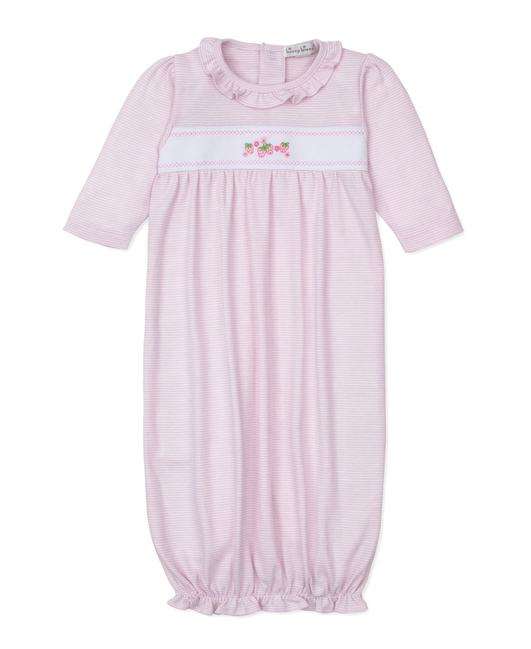 Classic Treasures Pink Stripe Sack with Embroidered Strawberries