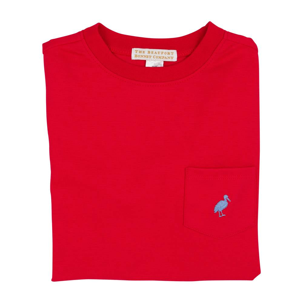 Carter Crewneck Pocket Richmond Red with Park City Periwinkle