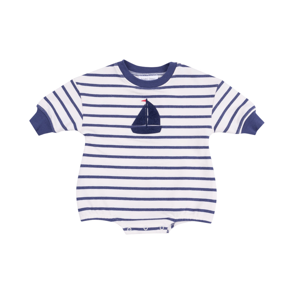 Navy Stripe French Terry Sweatshirt Bubble With Applique Navy