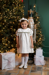 Hope Chest Dress in Winter White Velvet, Candy Cane