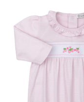 Classic Treasures Pink Stripe Sack with Embroidered Strawberries