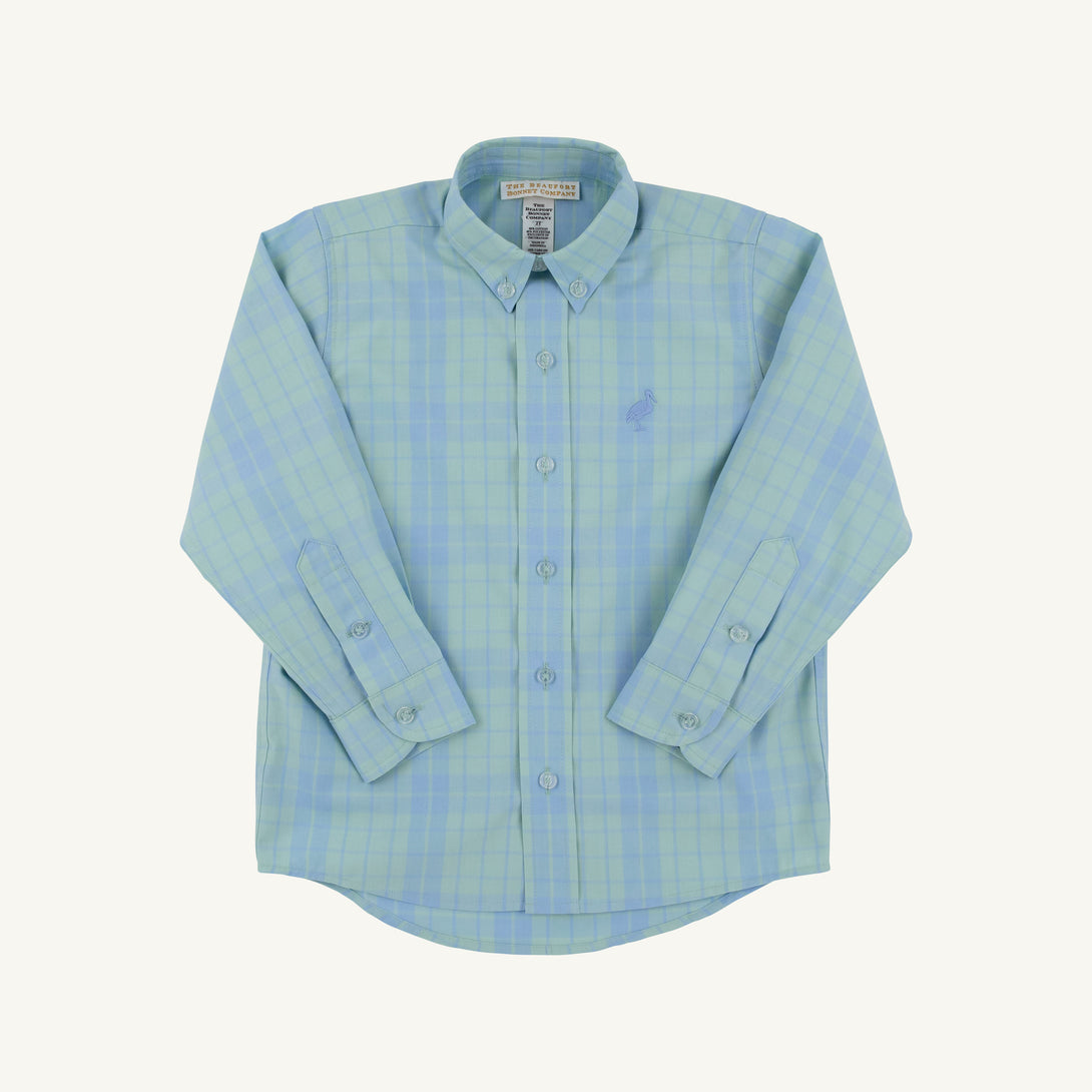 Dean's List Dress Shirt Audubon Park Plaid Sarasota Sky