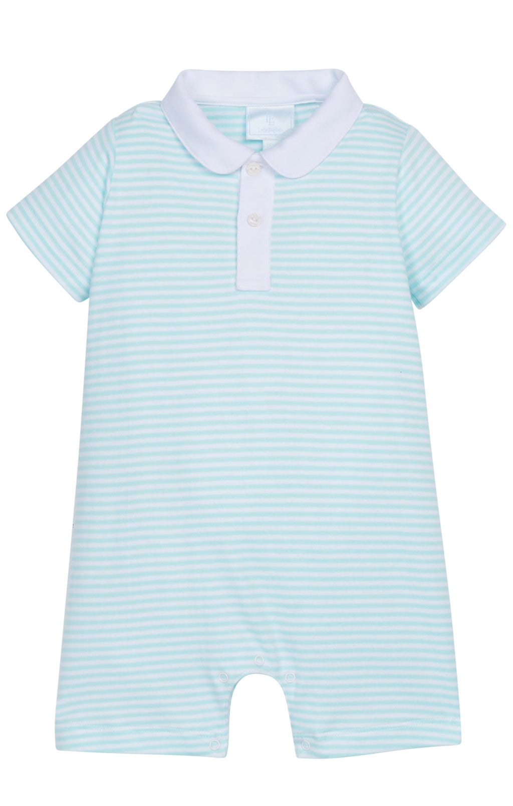 Peter Pan Polo Romper Aqua Stripe