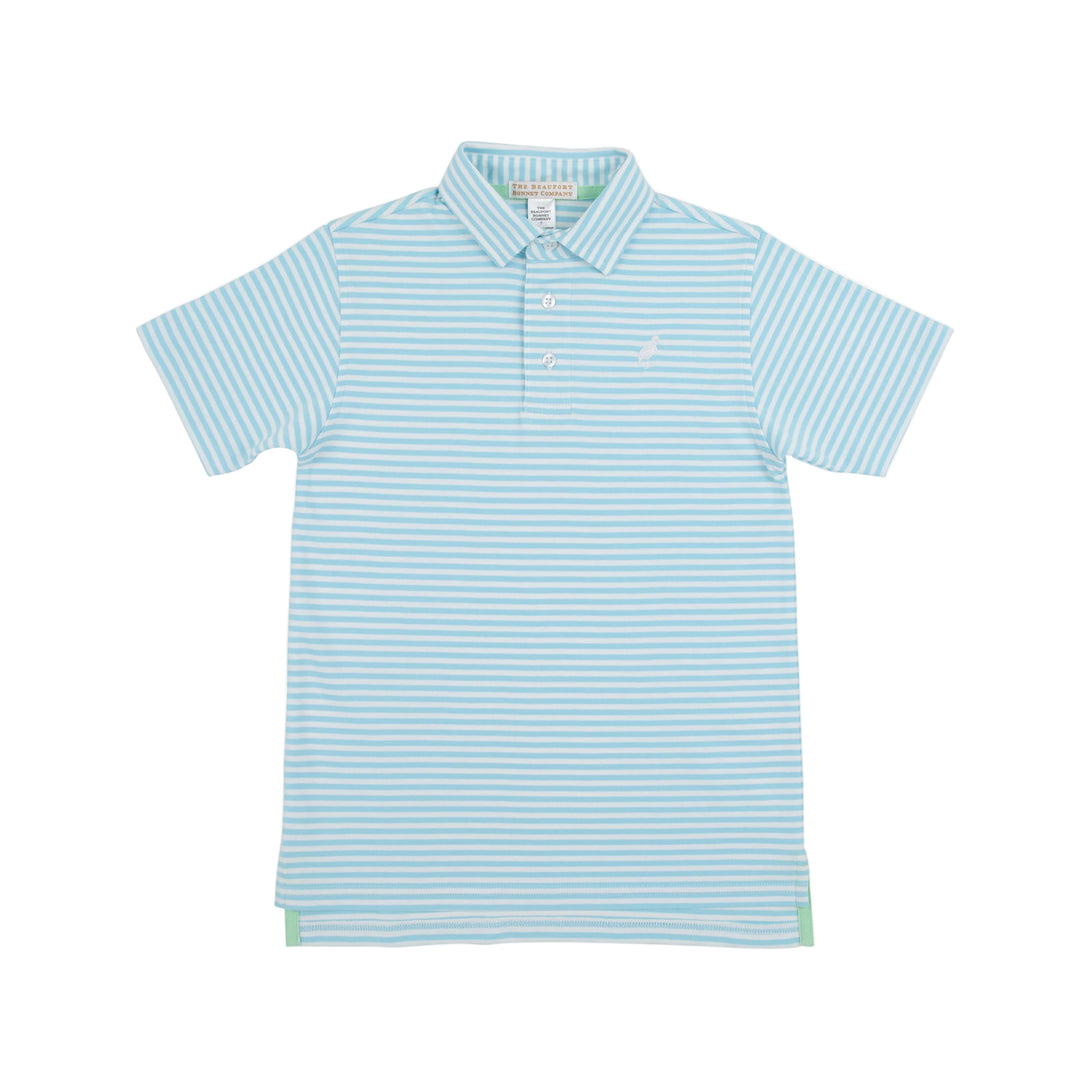 Prim and Proper Polo Brookline Blue Stripe/Worth Ave White