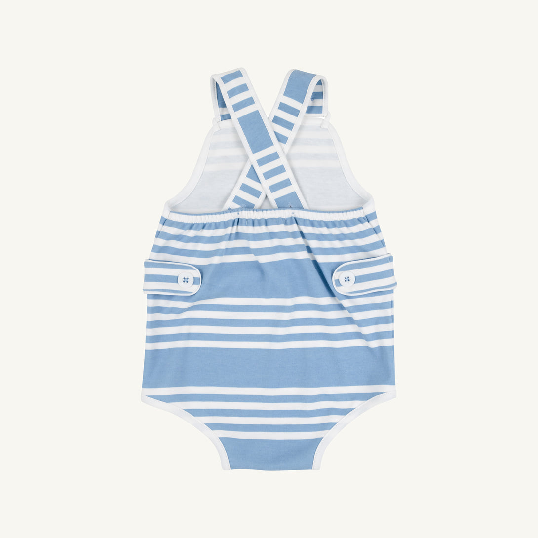 Skipper Sunsuit Pima Saddle Ridge Stripe Sarasota Sky Worth Avenue White