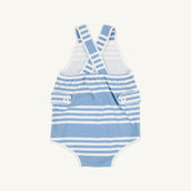 Skipper Sunsuit Pima Saddle Ridge Stripe Sarasota Sky Worth Avenue White