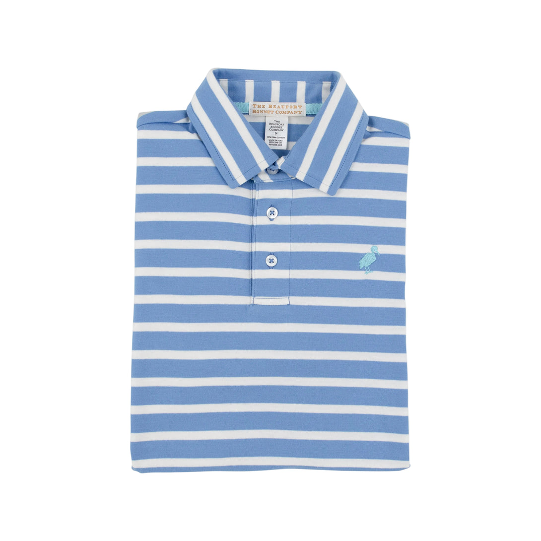 Prim and Proper Polo Barbado Blue Stripe Bellhaven Blue