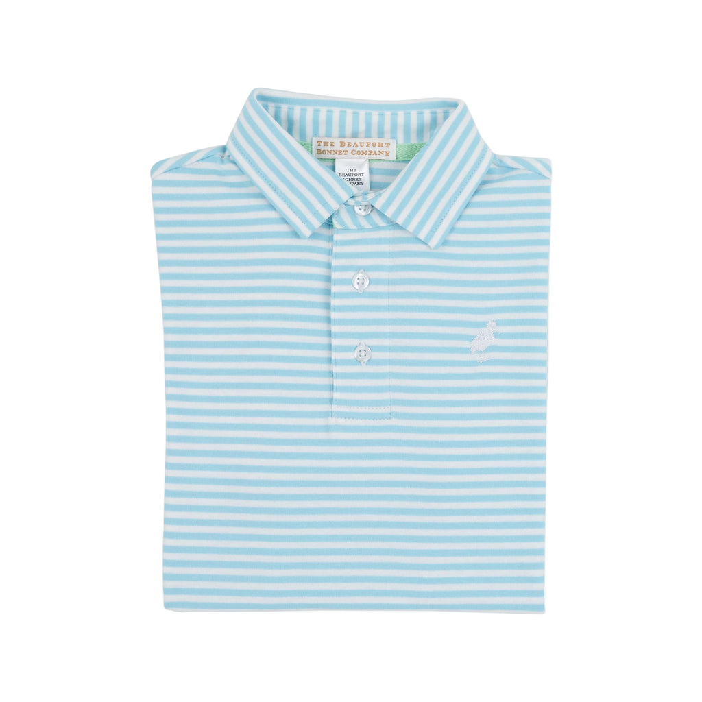Prim and Proper Polo Brookline Blue Stripe/Worth Ave White