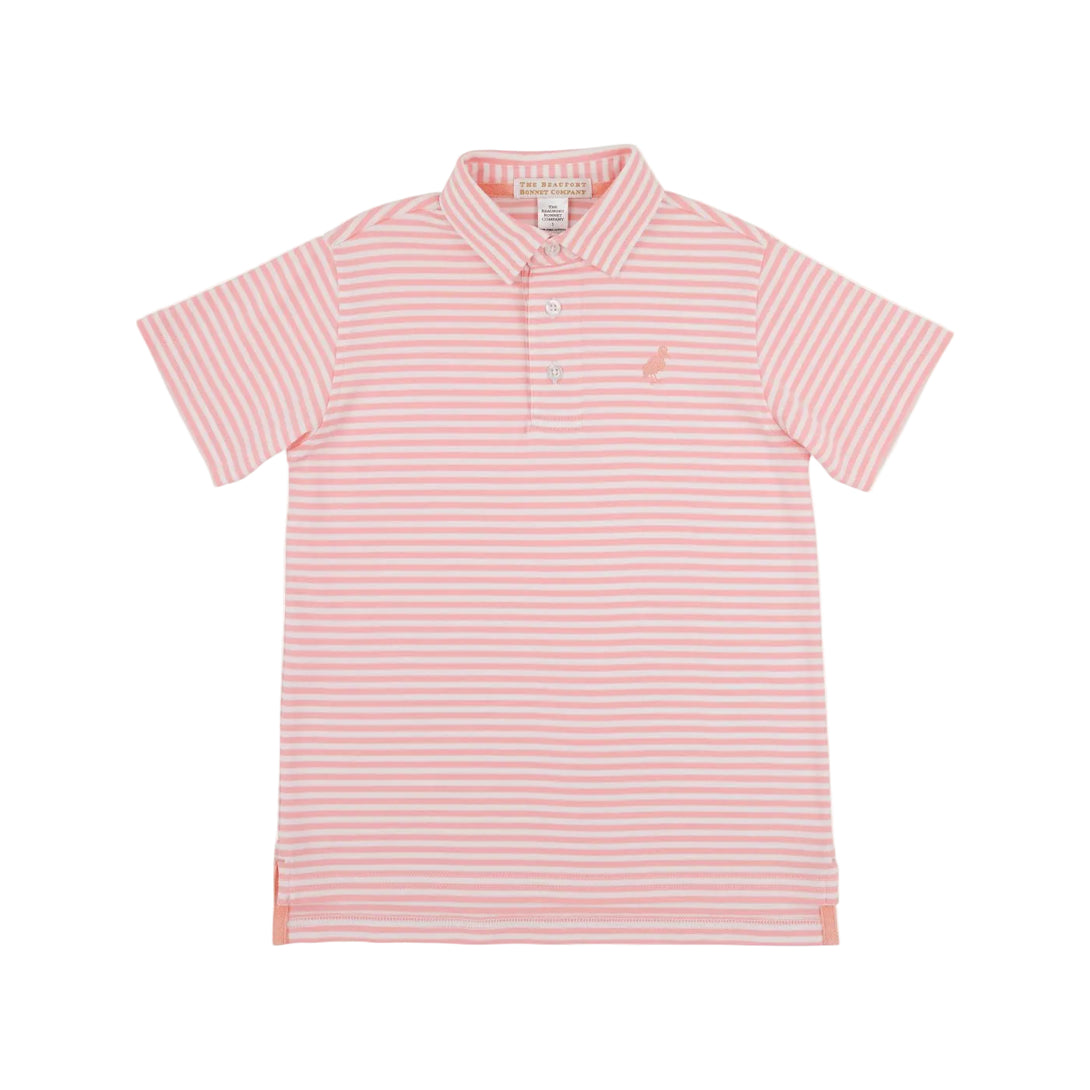 Prim and Proper Polo Sanibel Salmon Stripe