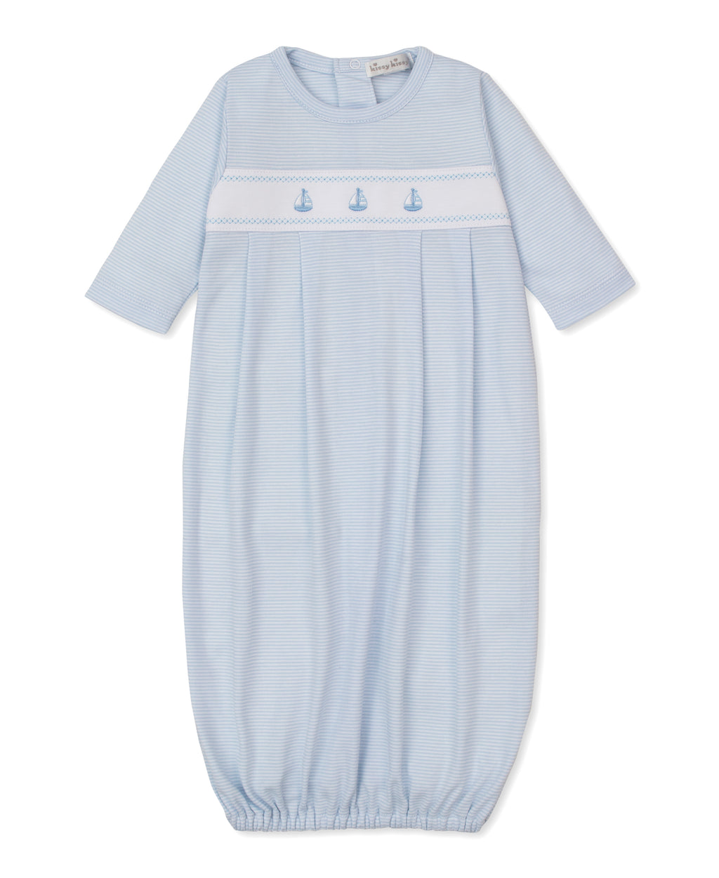 Classic Treasures Blue Stripe Sack with Embroidered Sailboats