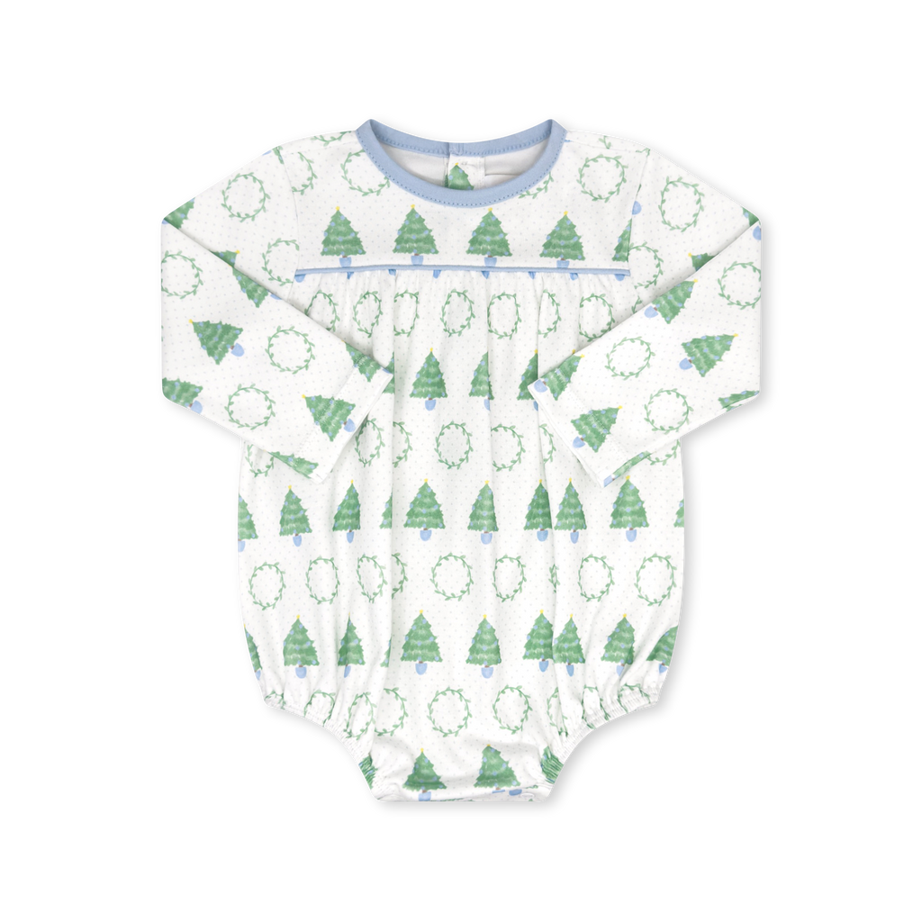 Mother May I Bubble Long Sleeve in Oh Christmas Tree, Bluffton Blue