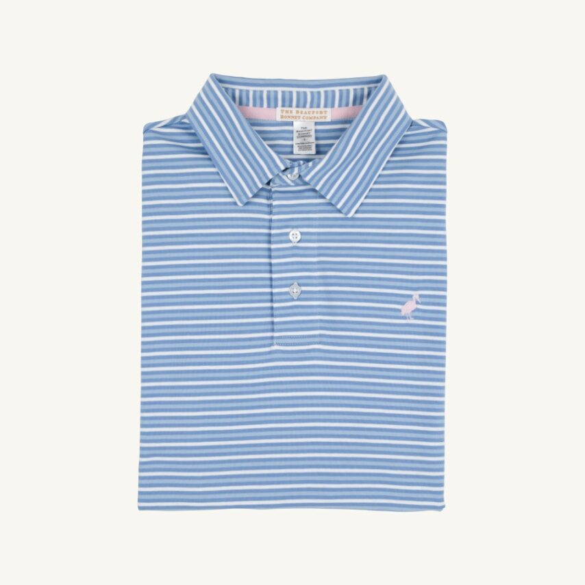 Prim and Proper Polo Sumner County Stripe Sunrise Blvd Blue Palm Beach Pink