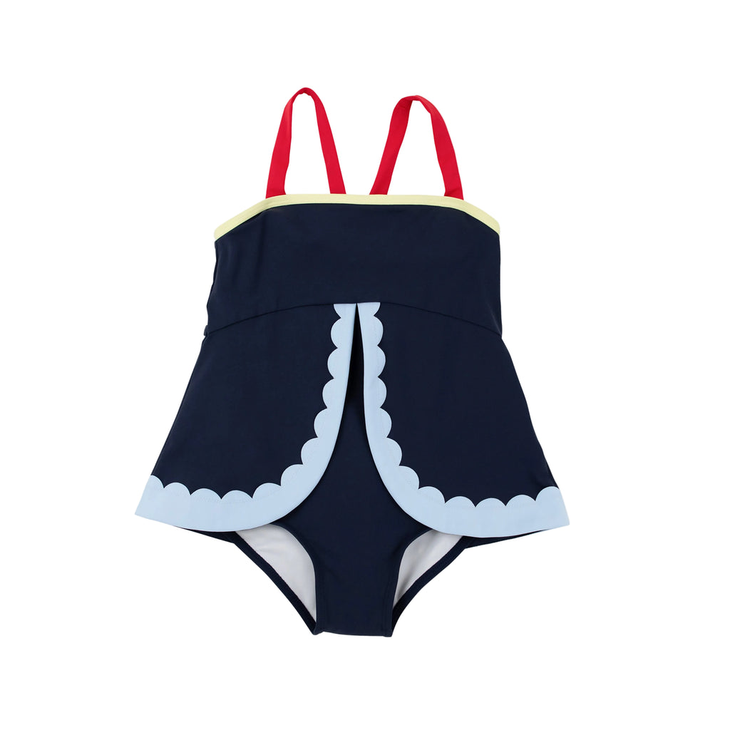 Stratford Scallop Swimsuit Nantucket Navy/Richmond Red