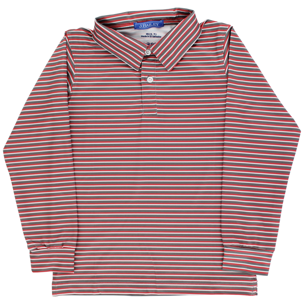 Long Sleeve Striped Performance Polo - Canyon PRE-ORDER