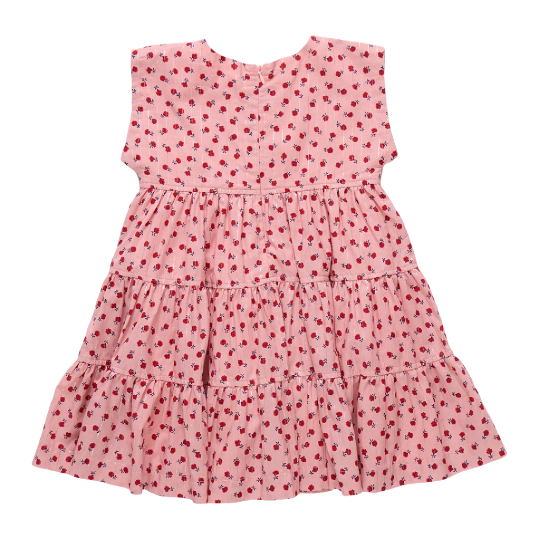 Girls Peachy Dress - Pink Tiny Roses
