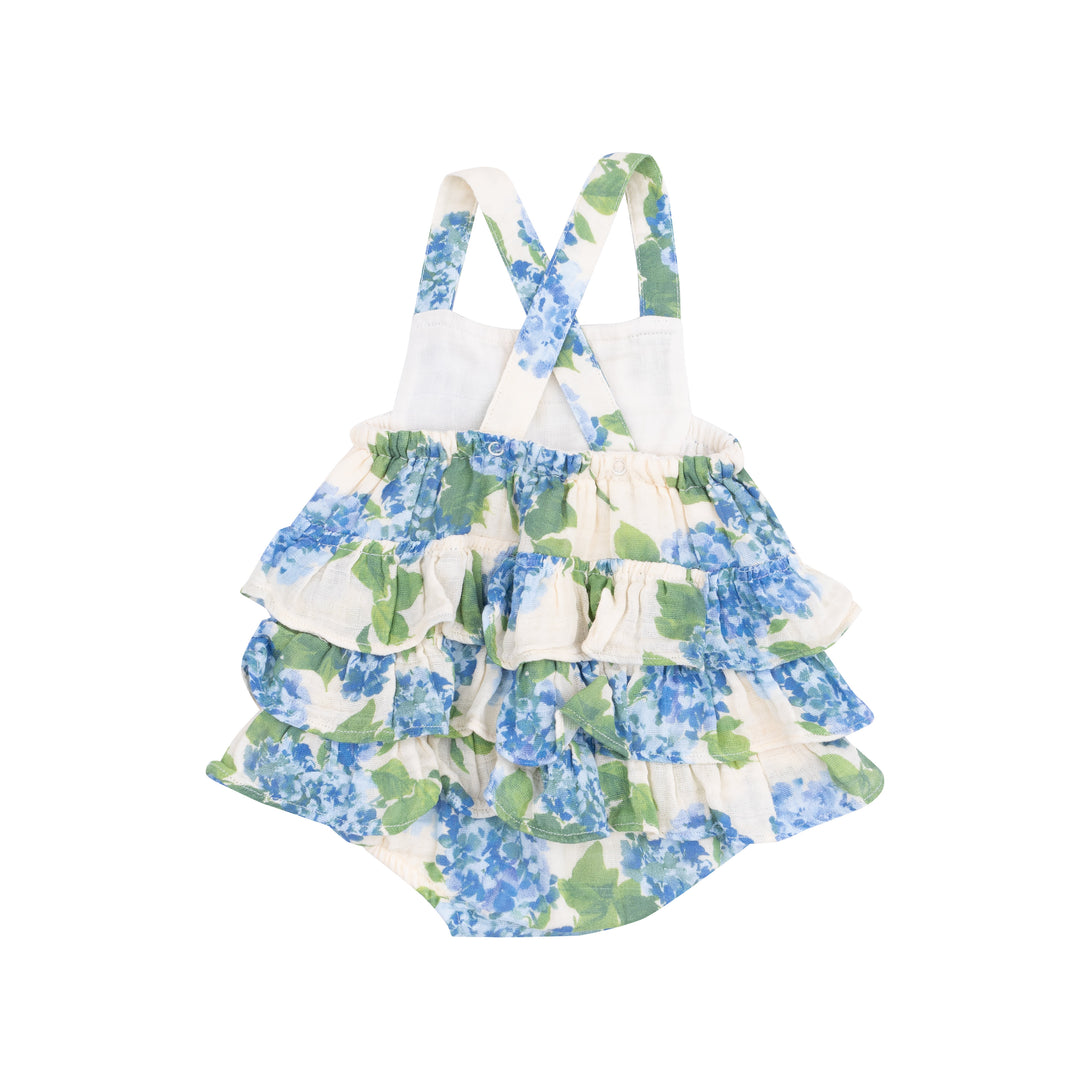 Watercolor Hydrangea Ruffle Sunsuit