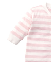 Broad Stripe Zippered Footie - Pink